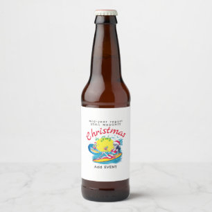 Skelet Kerst in juli Beach Surf Ondeugend Bier Etiket