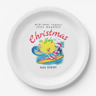 Skelet Kerst in juli Beach Surf Ondeugend Papieren Bordje