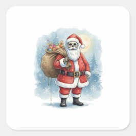 Skelet Kerstman Vierkante Sticker