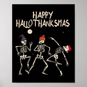 Skelet Kerstmis Halloween Thanksgiving Leuk  Poster