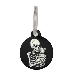 Skelet Knuffelen Kat Grappig Halloween Kat Lover Huisdierpenning