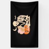 Skelet Knuffelen Kat Halloween Kat Lover Kat Klass Spandoek (Verticaal)