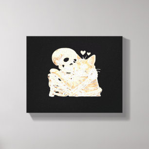Skelet Knuffelen Kat Halloween Kat Lover Kat Mama  Canvas Afdruk