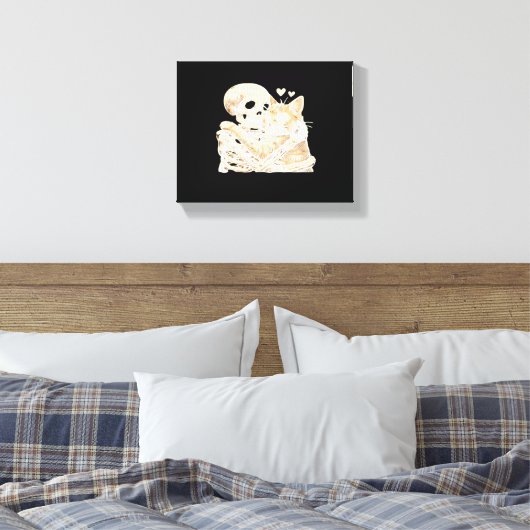 Skelet Knuffelen Kat Halloween Kat Lover Kat Mama Canvas Afdruk (Insitu (Slaapkamer))