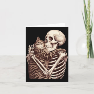 Skelet knuffelende kat cadeaus voor kat moeder kat kaart