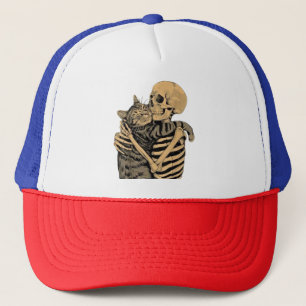 Skelet Knuffelende Kat – Cute Gotische Kattenliefh Trucker Pet