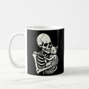 Skelet Knuffelende Kat Grappige Halloween Kat Lief Koffiemok