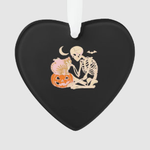 Skelet Knuffelende Kat Halloween Kat Liefhebber Ka Ornament