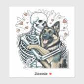 Skelet knuffelt met een Duitse Herder � Unieke got Sticker (Vel)