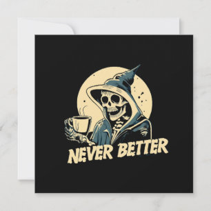 Skelet Koffie Halloween Kaart