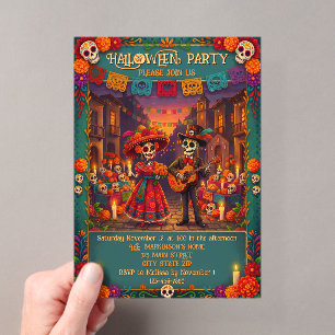 Skelet Koppel Fiesta Halloween Feest Acryl Uitnodigingen