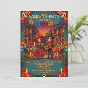Skelet Koppel Fiesta Halloween Feest Kaart