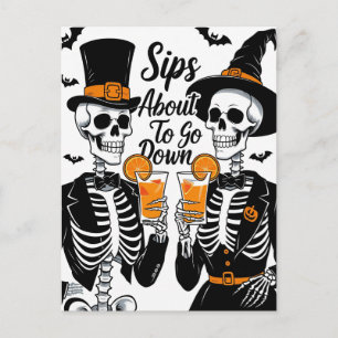 Skelet Koppel Halloween Feestdagenkaart