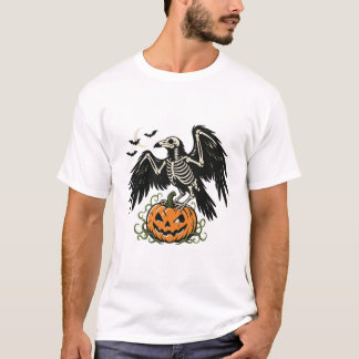 Skelet Kraai Pompoen Halloween T-shirt