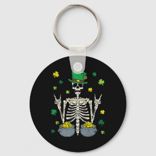 Skelet Leprechaun St Patricks Day Shamrock Clove Sleutelhanger