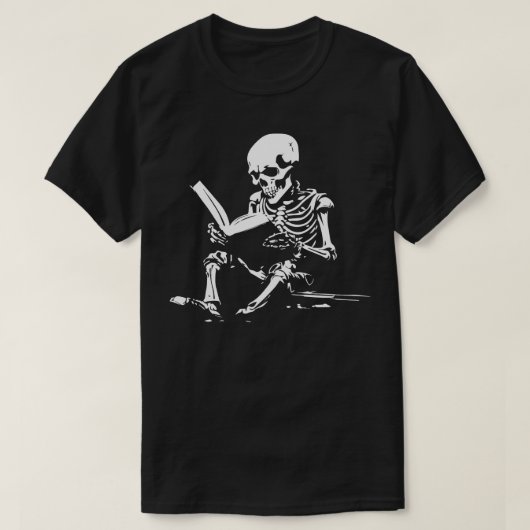 Skelet lezen van een boek 2 t-shirt (Design voorkant)