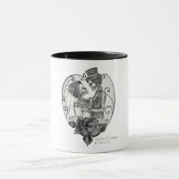 Skelet Liefdes Koppel Huwelijksdans Gotische Bruil