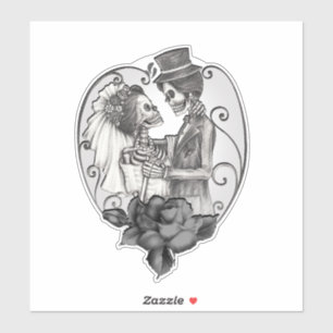 Skelet Liefdes Koppel Huwelijksdans Trouwdag Sticker