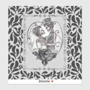 Skelet Liefdes Koppel Huwelijksdans Trouwdag Sticker