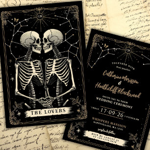 Skelet Love Stars   Tarot bruiloft uitnodiging
