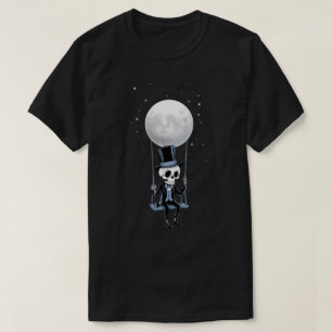 Skelet Maan Swing Rock and Roll Band Grafische Gif T-shirt