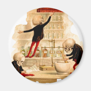 Skelet Mad Scientists Skull Halloween Party Deco Magneet