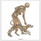 skelet man en hond menselijke anatomie kunst sticker (Vel)