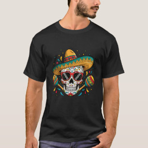 Skelet Maracas Hoed Mexicaans Feest Dia De Los T-shirt