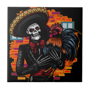 Skelet Mariachi met Haan Tegeltje