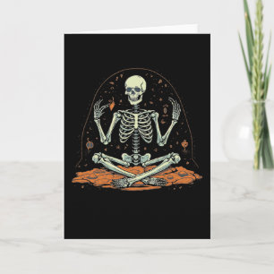 Skelet Mediterende Halloween Kostuum Yoga Zen Med Kaart