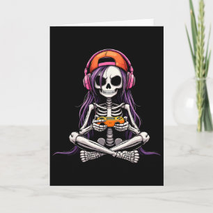 Skelet Meisje Gamer Grappige Halloween Kostuum Gri Kaart