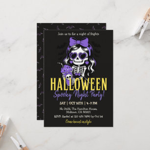 Skelet Meisje Halloween Spokerige Nacht Feest Paar Kaart