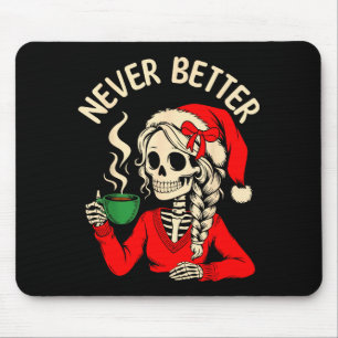 Skelet Meisje Kerstman Drinkt Koffie Kerst Morsig  Muismat