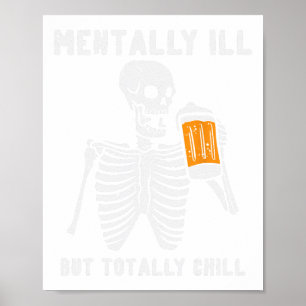 Skelet mentaal ziek helemaal koel leuke retro hal poster