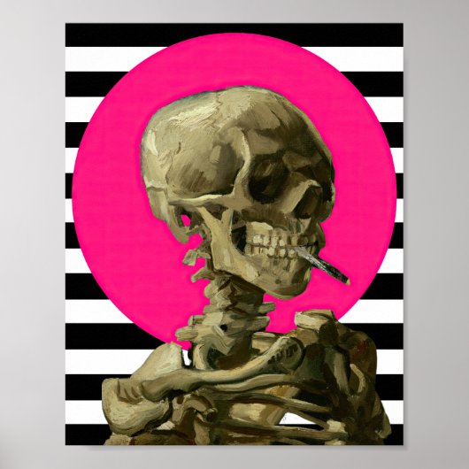 Skelet met brandende sigaret poster (Voorkant)