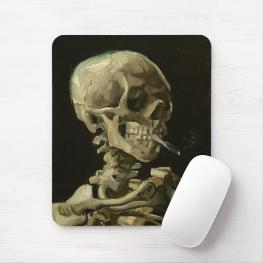 Skelet met een brandende sigaret | Van Gogh Muismat (Met muis)