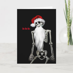 Skelet met een lange baard Kerst Kaart