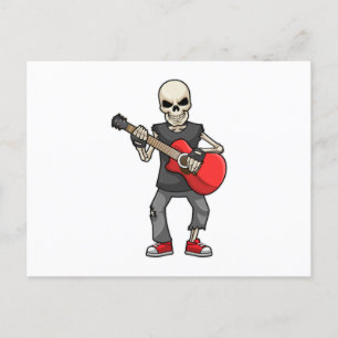 Skelet met gitaar bij muziek briefkaart