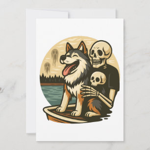 Skelet met hond op een hevig spookachtig meer Horr Kaart