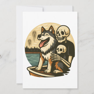 Skelet met hond op een hevig spookachtig meer Horr Kaart
