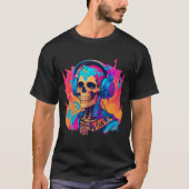 Skelet met Hoofdtelefoon Skull kleurrijk T-shirt (Voorkant)