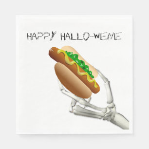 Skelet met hot-Dog Halloween Paper Napkins Servetten