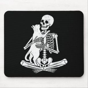 Skelet met kat grappige Soky Halloween Meow Kit Muismat