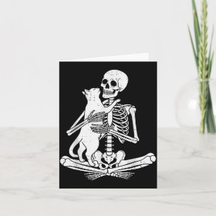 Skelet met kat grappige Soky Halloween Miauw Kit Kaart