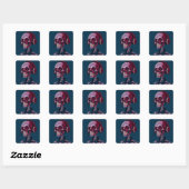 Skelet met koptelefoon vierkante sticker (Vel)