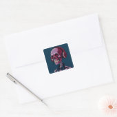 Skelet met koptelefoon vierkante sticker (Envelop)