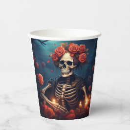 Skelet met kroon van Rozen Papieren Bekers