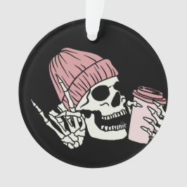 Skelet met Pet en een Drink op een Ornament