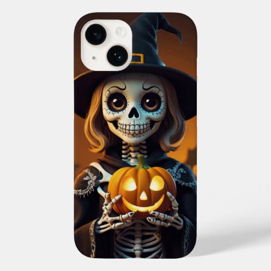 Skelet met pompoen Halloween T-shirt Case-Mate iPhone Case (Achterkant)