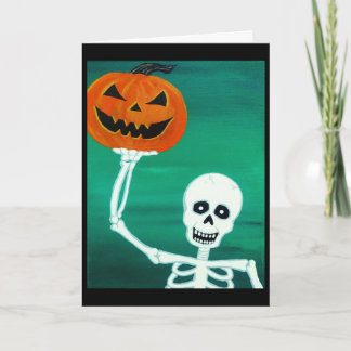 Skelet met pompoen Halloween Wenskaart Kaart